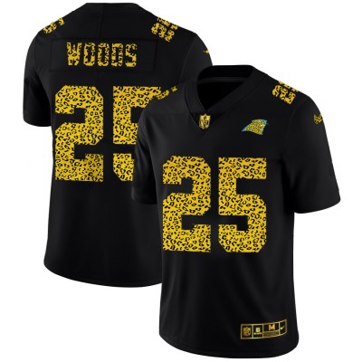 Carolina Carolina Panthers #25 Xavier Woods Men's Nike Leopard Print Fashion Vapor Limited NFL Jersey Black